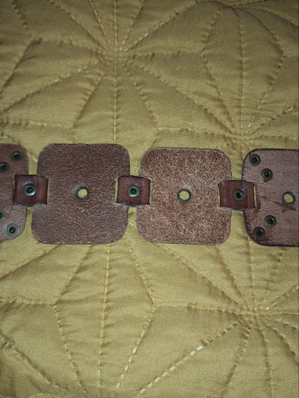Brown Studded Leather Belt. Western, Hobo, Bohemian. Size Medium - Picture 7 of 11